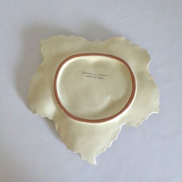 NEW CRATE & BARREL CERAMICHE MADE IN ITALY CERAMIC LEAF SHAPED BOWL PLATE SET - Picture 3 of 12